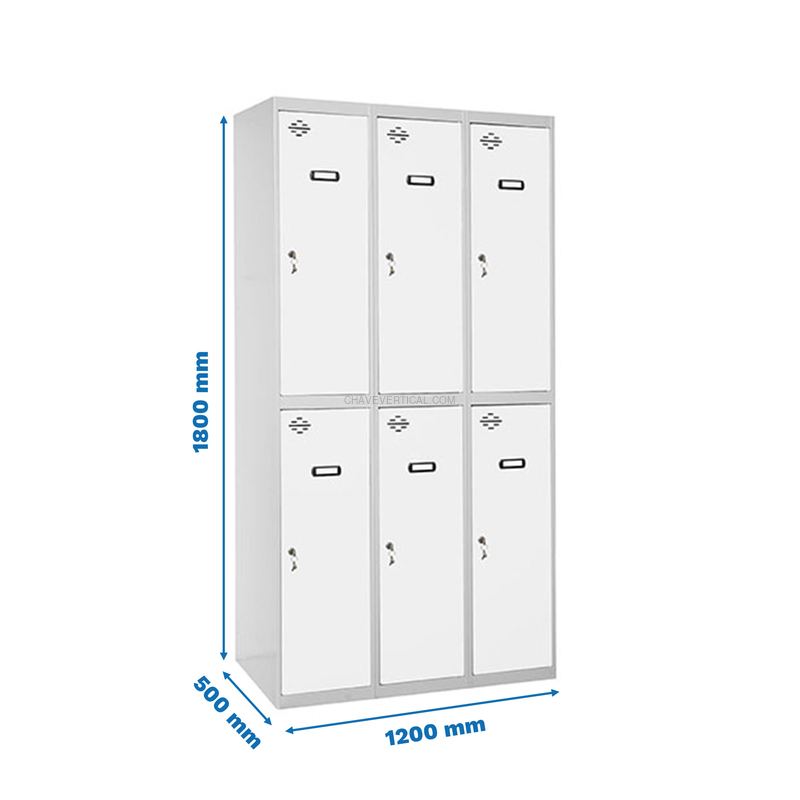 Cacifo Metálico SIMONLOCKER Profissional Montado TANDEM 3/6 400 (1200) Cinzento/Branco - 1800 x 1200 x 500 mm