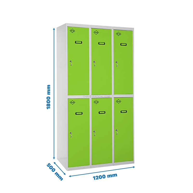Cacifo Metálico SIMONLOCKER Profissional Montado TANDEM 3/6 400 (1200) Cinzento/VE - 1800 x 1200 x 500 mm