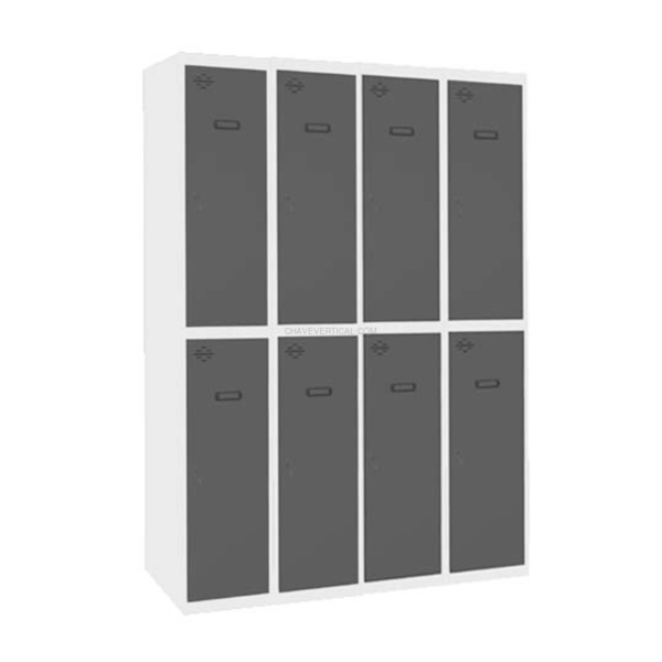 Cacifo Metálico SIMONLOCKER Profissional Montado TANDEM 4/8 300 (1200) Branco/AN - 1800 x 1200 x 500 mm