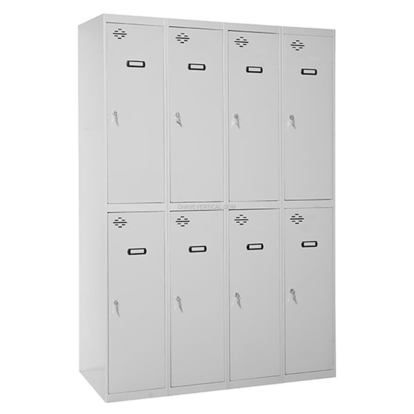 Cacifo Metálico SIMONLOCKER Profissional Montado TANDEM 4/8 300 (1200) Cinzento - 1800 x 1200 x 500 mm