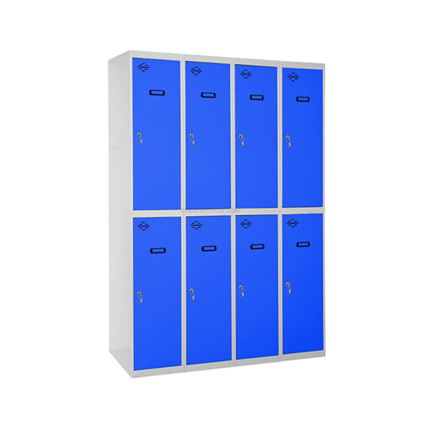 Cacifo Metálico SIMONLOCKER Profissional Montado TANDEM 4/8 300 (1200) Cinzento/Azul - 1800 x 1200 x 500 mm