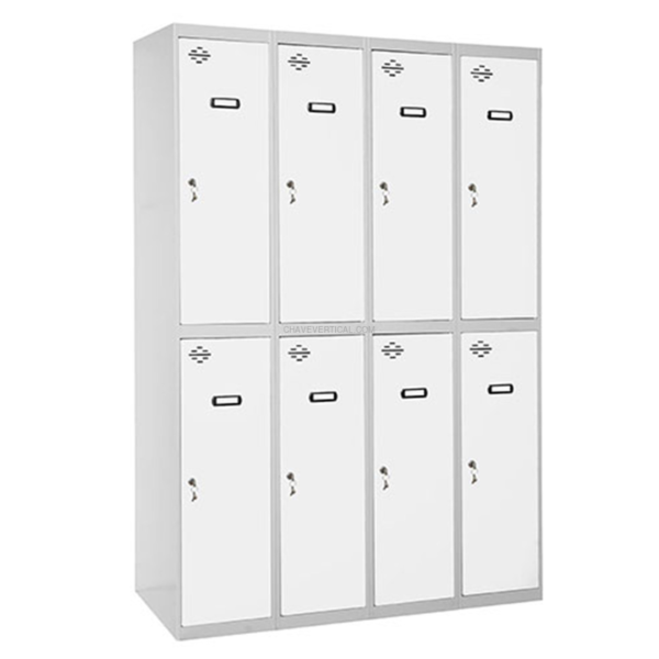 Cacifo Metálico SIMONLOCKER Profissional Montado TANDEM 4/8 300 (1200) Cinzento/Branco - 1800 x 1200 x 500 mm