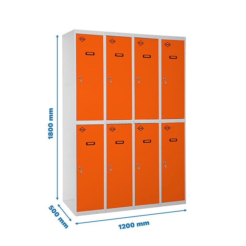 Cacifo Metálico SIMONLOCKER Profissional Montado TANDEM 4/8 300 (1200) Cinzento/NA - 1800 x 1200 x 500 mm