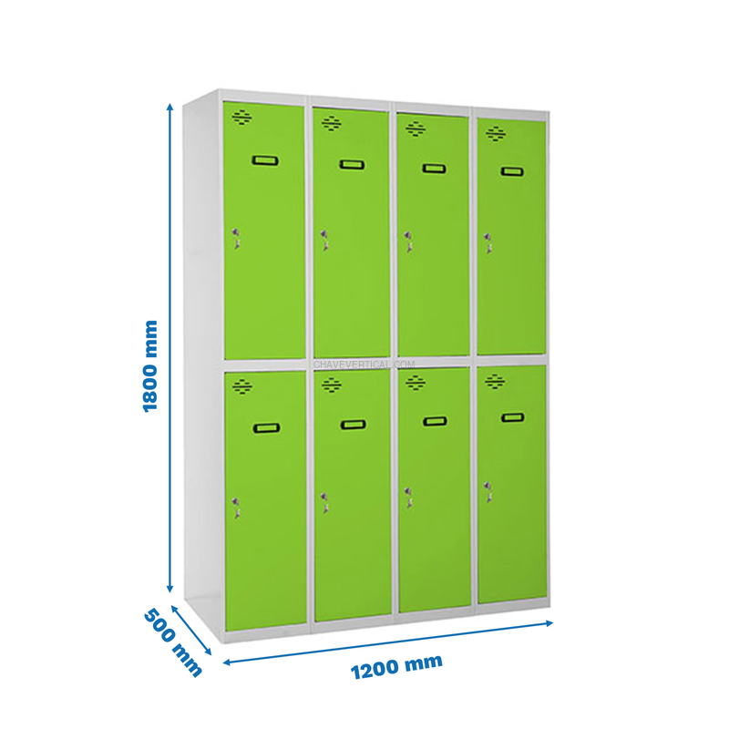 Cacifo Metálico SIMONLOCKER Profissional Montado TANDEM 4/8 300 (1200) Cinzento/VE - 1800 x 1200 x 500 mm