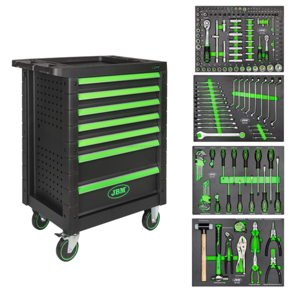 Carrinho de Ferramentas com 7 Gavetas - Verde JBM