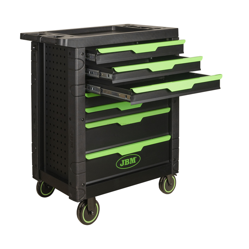 Carrinho de Ferramentas com 7 Gavetas Verde - Kit de Sincronização Incluído JBM