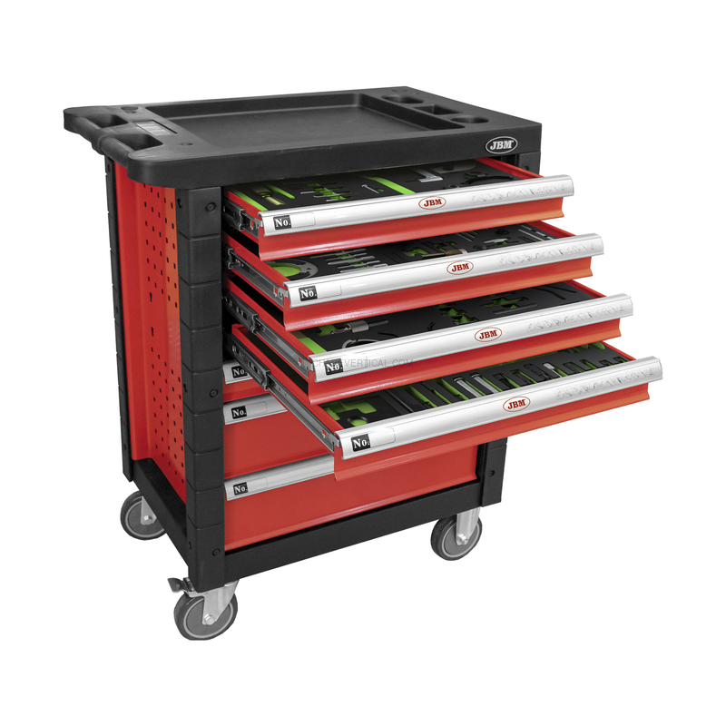 Carrinho de Ferramentas com 7 Gavetas Vermelho - Kit de Sincronização Especial Incluído JBM