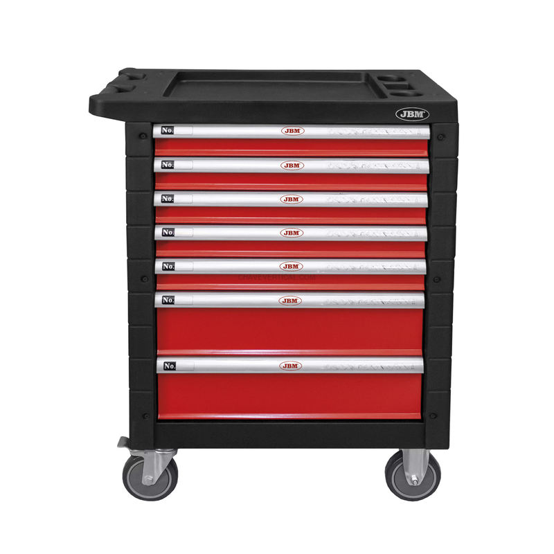 Carrinho de Ferramentas com 7 Gavetas Vermelho - Kit de Sincronização Especial Incluído JBM