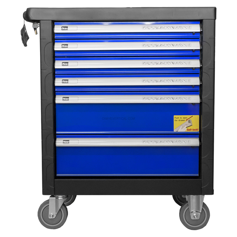Carrinho de Ferramentas de 6 Gavetas Azul com Equipamento JBM