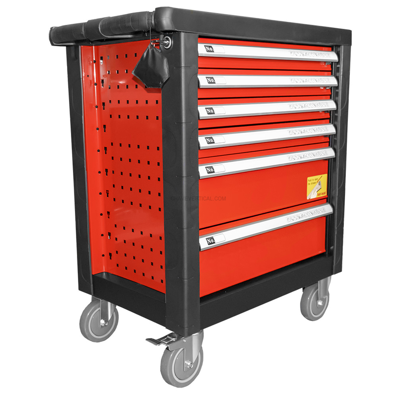 Carrinho de Ferramentas de 6 Gavetas - Vermelho - com Equipamento JBM