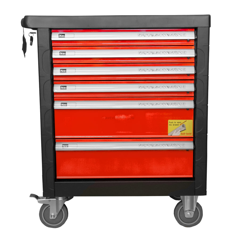 Carrinho de Ferramentas de 6 Gavetas - Vermelho - com Equipamento JBM