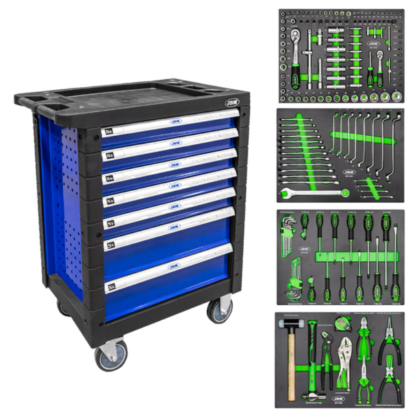 Carrinho de Ferramentas de 7 Gavetas Azul - Equipado JBM