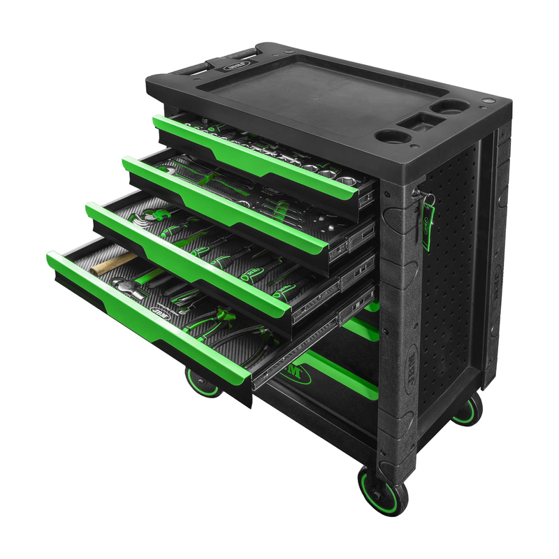 Carrinho de Ferramentas de 7 Gavetas Verde - Equipado JBM