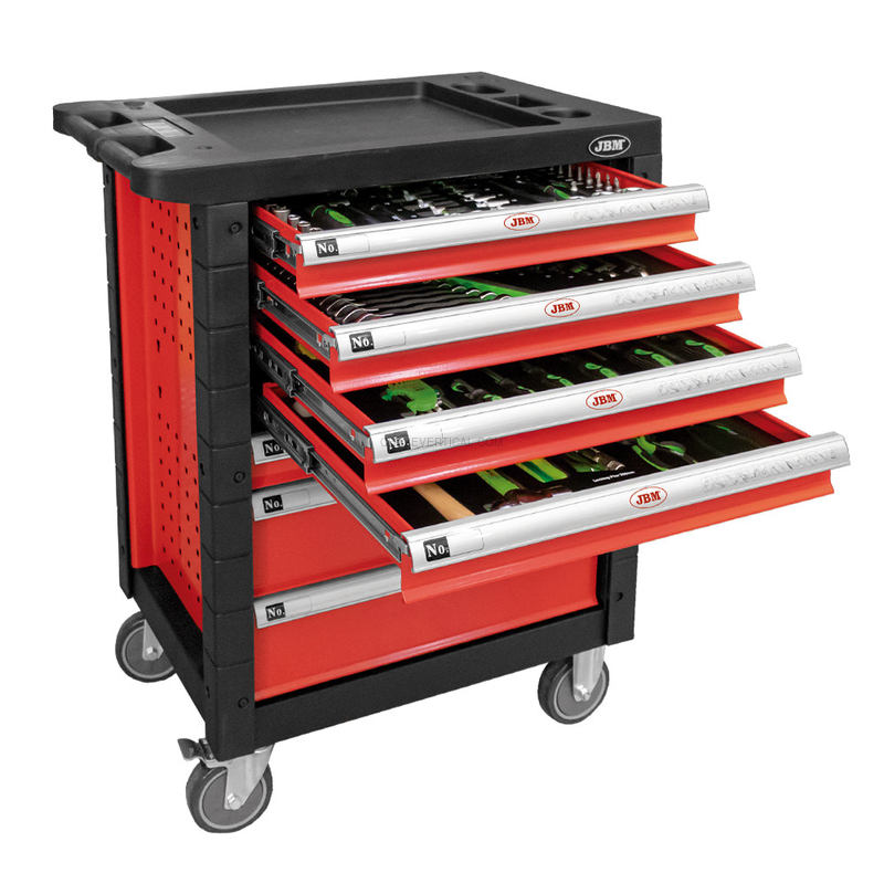 Carrinho de Ferramentas de 7 Gavetas Vermelho - Equipado JBM