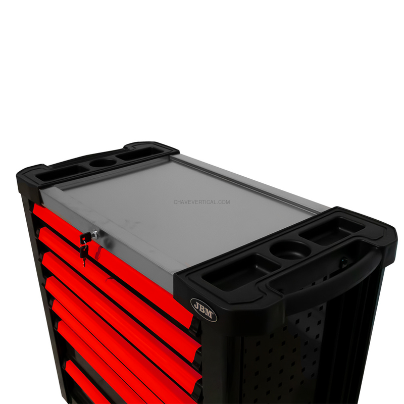 Carrinho de Ferramentas XL de 7 Gavetas Vermelho - Equipado JBM
