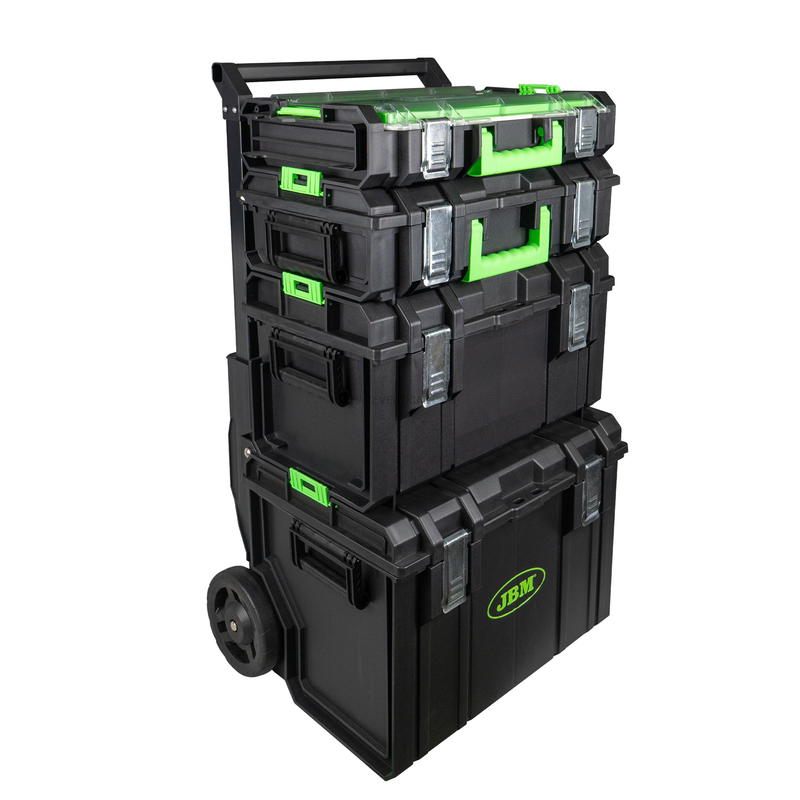 Carrinho Modular + Chave de Impacto 1/2" 1000Nm + Rebarbadora Angular e Berbequim + Mini Lâmpada LED JBM