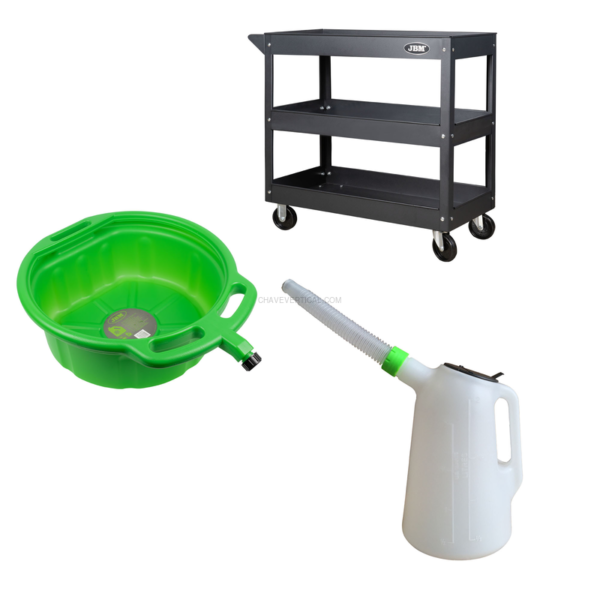 Carro com 3 Bandejas + Recolhedor de Anticongelante + Jarro com Pescoço Flexível JBM