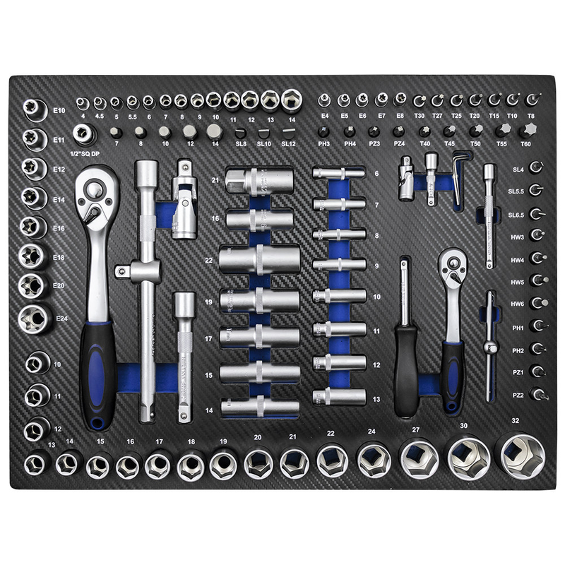 Conjunto de 4 Módulos de Carbono EVA para Ferramentas - Azul JBM