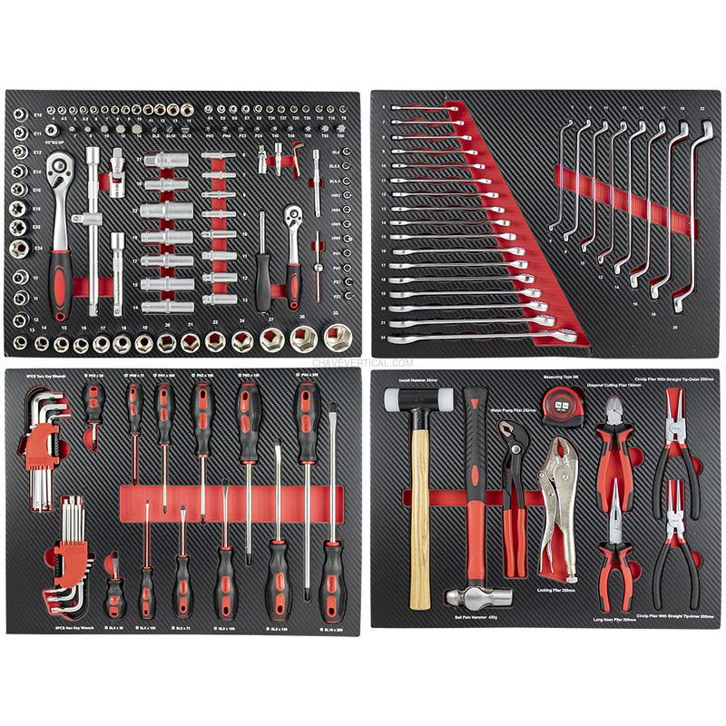 Conjunto de 4 Módulos de Carbono EVA para Ferramentas - Vermelho JBM