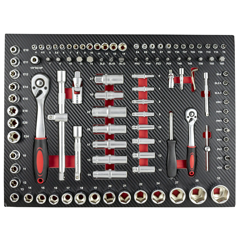 Conjunto de 4 Módulos de Carbono EVA para Ferramentas - Vermelho JBM
