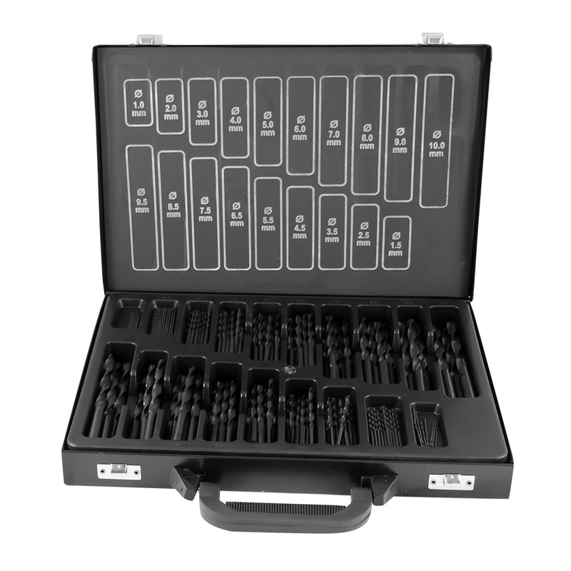 Conjunto de Brocas Espirais Hss 4241, 1-10 Mm, Preto. JBM
