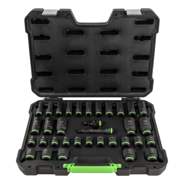 Conjunto de Impacto de 34 Peças com 16 Soquetes Longos Hexagonais de 1/2" + Adaptadores JBM
