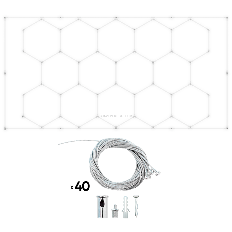 Conjunto de Luzes LED Hexagonais para Teto com Kit de Cabo Metálico para Suspensão JBM