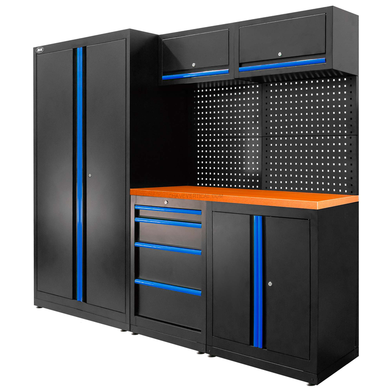 Conjunto de Móveis Modulares (13 Peças) - Conjunto com Armário de Duas Portas (Ref.18105) - Azul JBM