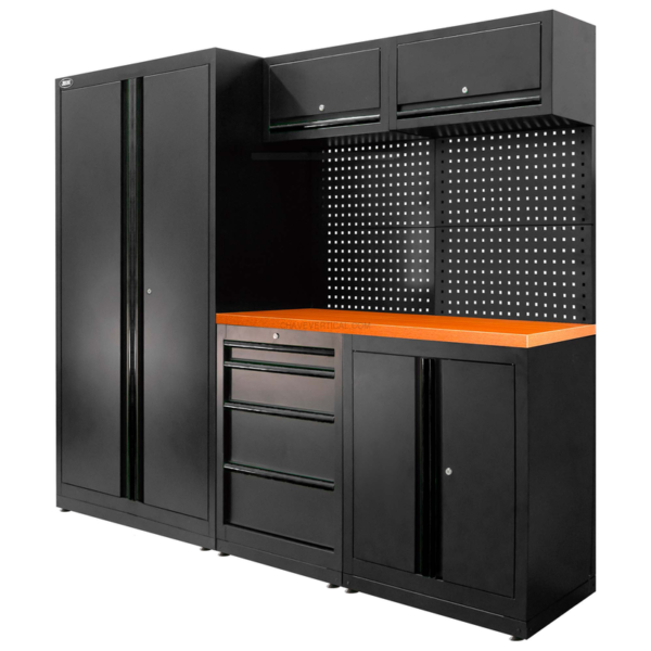 Conjunto de Móveis Modulares (13 Peças) - Conjunto com Armário de Duas Portas (Ref.18105) - Preto JBM