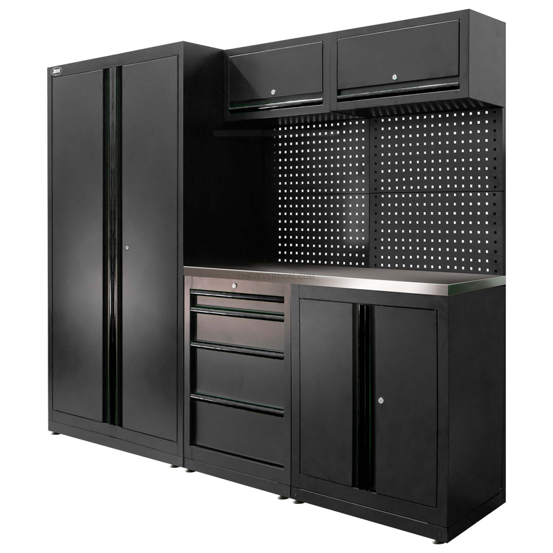Conjunto de Móveis Modulares (13 Peças) - Conjunto com Armário de Duas Portas (Ref.18105) - Preto JBM