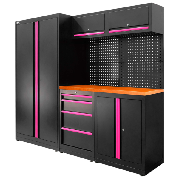 Conjunto de Móveis Modulares (13 Peças) - Conjunto com Armário de Duas Portas (Ref.18105) - Rosa JBM