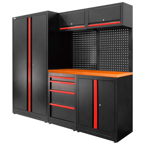 Conjunto de Móveis Modulares (13 Peças) - Conjunto com Armário de Duas Portas (Ref.18105) - Vermelho JBM
