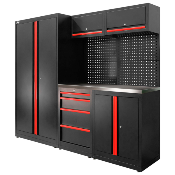 Conjunto de Móveis Modulares (13 Peças) - Conjunto com Armário de Duas Portas (Ref.18105) - Vermelho JBM