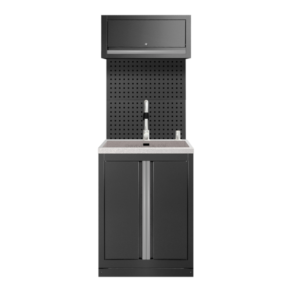 Conjunto de Móveis Modulares (6Pcs) – Extensão de Armário com Lavatório (Ref.18103) – Prateado JBM