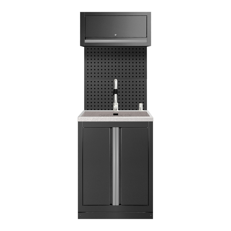 Conjunto de Móveis Modulares (6Pcs) – Extensão de Armário com Lavatório (Ref.18103) – Prateado JBM