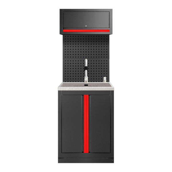 Conjunto de Móveis Modulares (6Pcs) – Extensão de Armário com Lavatório (Ref.18103) – Vermelho JBM
