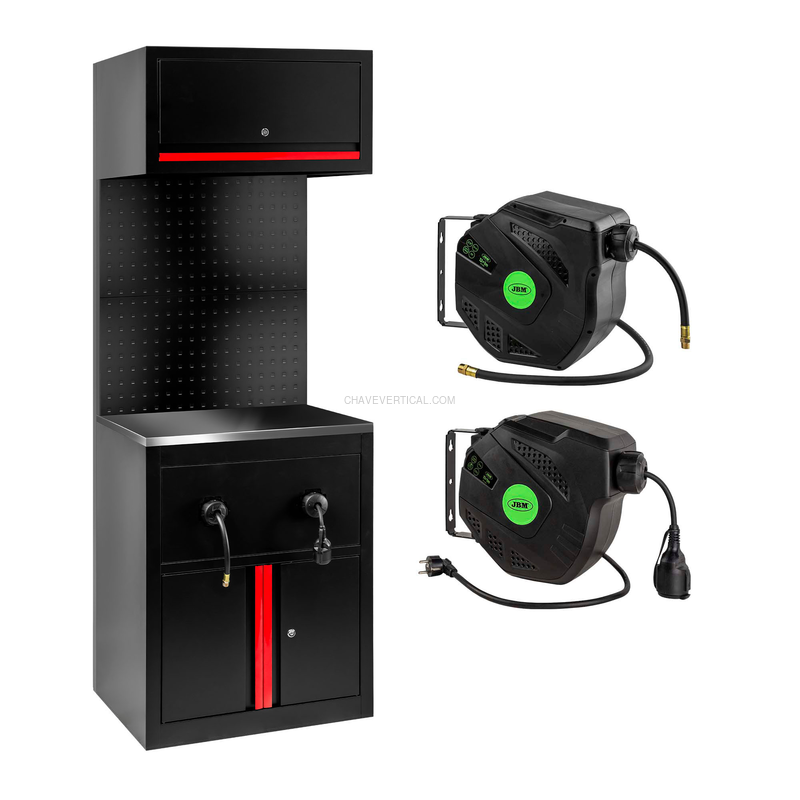 Conjunto de Móveis Modulares (9 Pcs) - Extensão de Armário para Enroladores (Ref. 18403) - Vermelho JBM