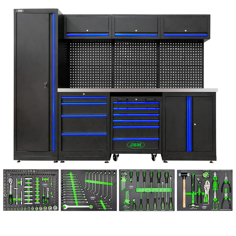 Conjunto de Móveis Modulares para Oficina (18 Pcs) - Azul JBM