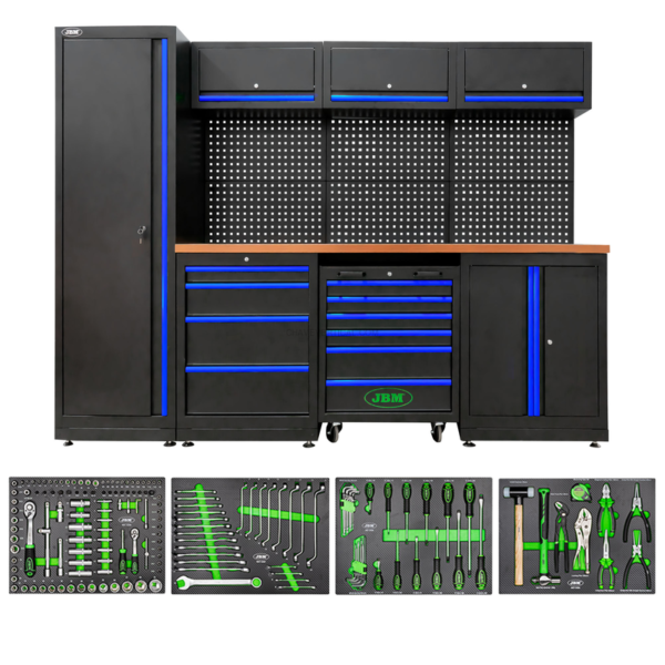 Conjunto de Móveis Modulares para Oficina (18 Pcs) - Azul JBM