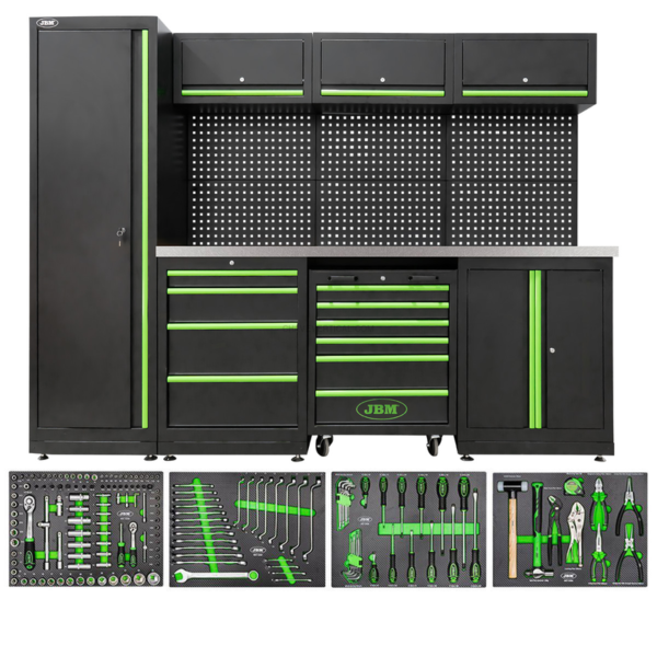 Conjunto de Móveis Modulares para Oficina (18 Pcs) +Kit de 4 Módulos de Carbono EVA para Ferramentas JBM