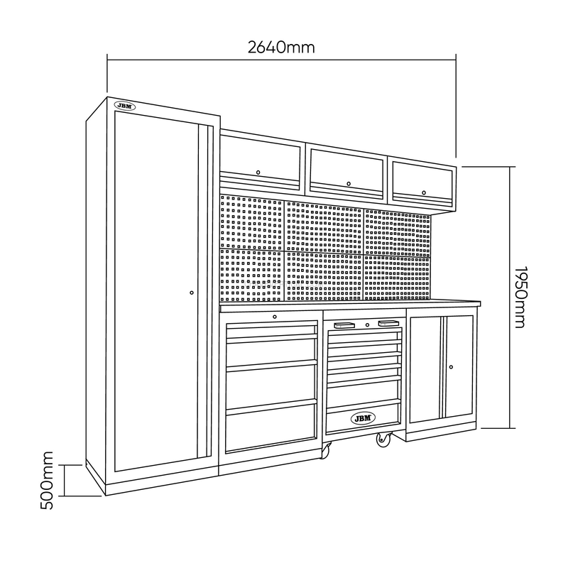 Conjunto de Móveis Modulares para Oficina (18 Pcs) +Kit de 4 Módulos de Carbono EVA para Ferramentas JBM