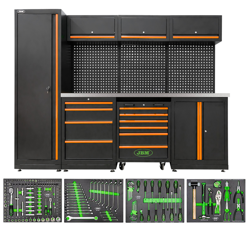 Conjunto de Móveis Modulares para Oficina (18 Pcs) - Laranja JBM