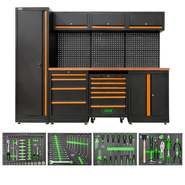 Conjunto de Móveis Modulares para Oficina (18 Pcs) - Laranja JBM