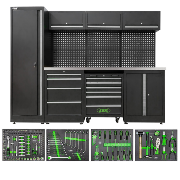 Conjunto de Móveis Modulares para Oficina (18 Pcs) - Prateado JBM