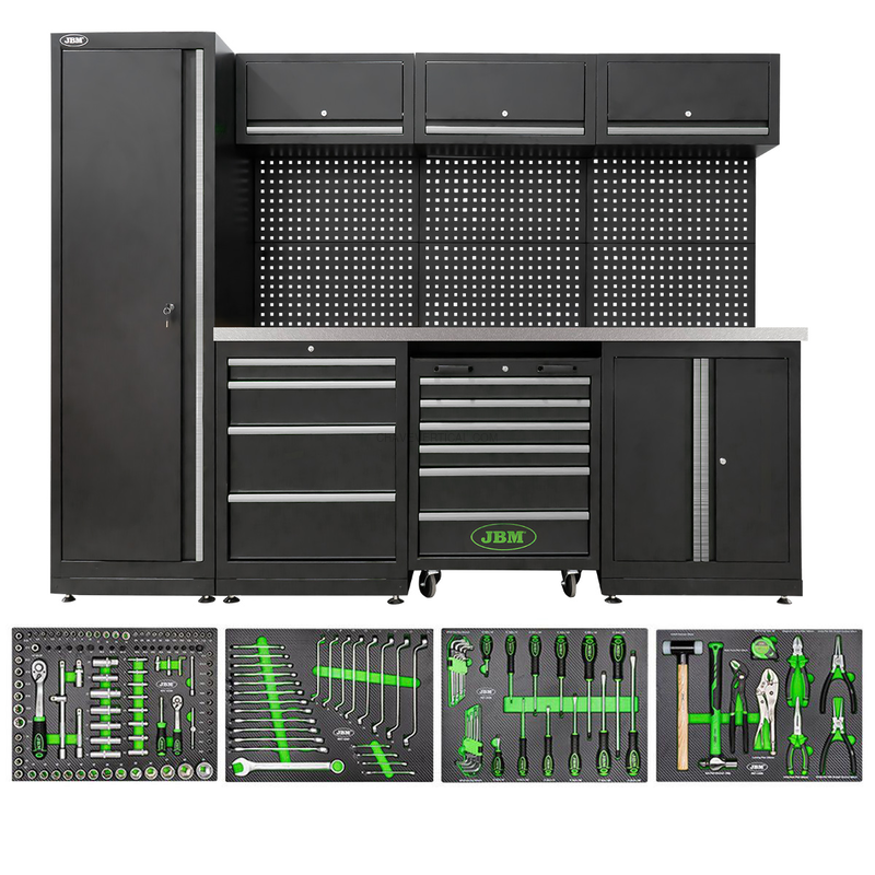 Conjunto de Móveis Modulares para Oficina (18 Pcs) - Prateado JBM