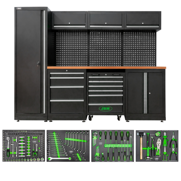 Conjunto de Móveis Modulares para Oficina (18 Pcs) - Prateado JBM