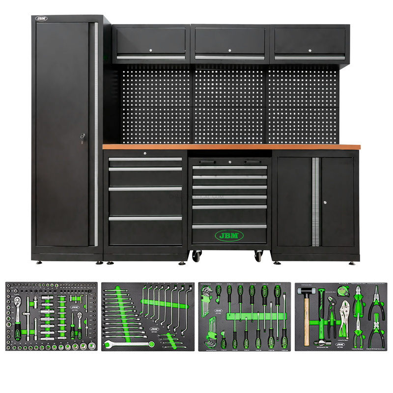 Conjunto de Móveis Modulares para Oficina (18 Pcs) - Prateado JBM