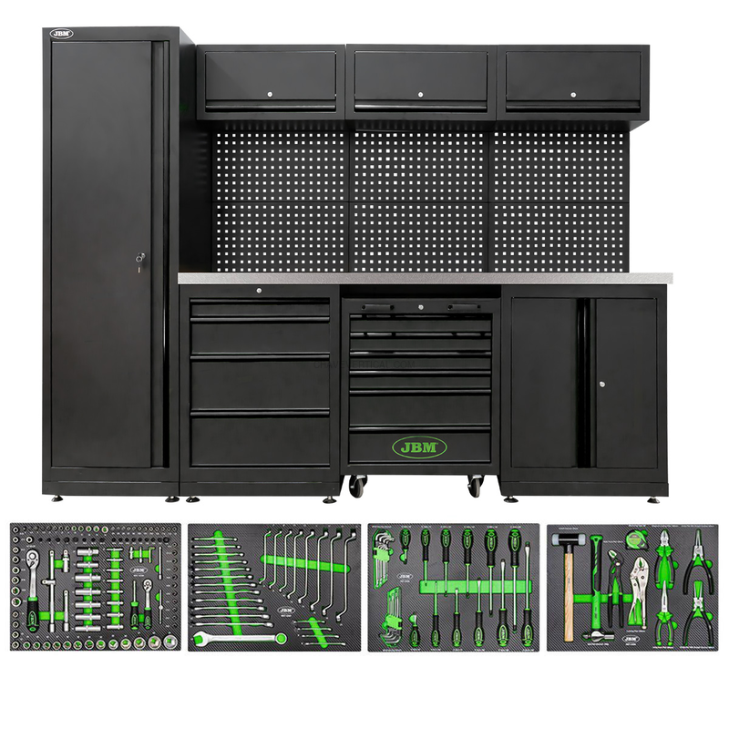 Conjunto de Móveis Modulares para Oficina (18 Pcs) - Preto JBM