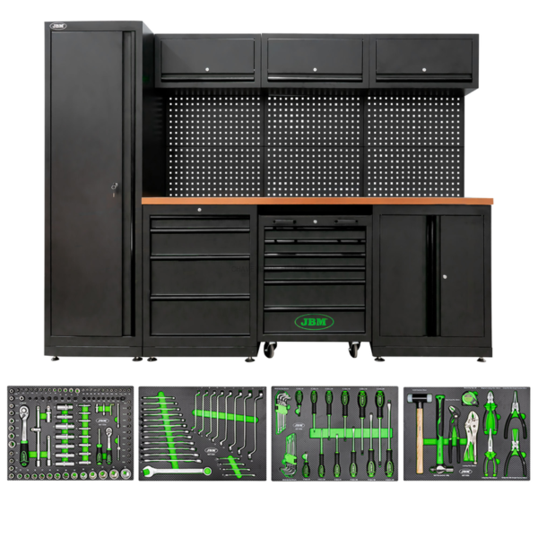 Conjunto de Móveis Modulares para Oficina (18 Pcs) - Preto JBM