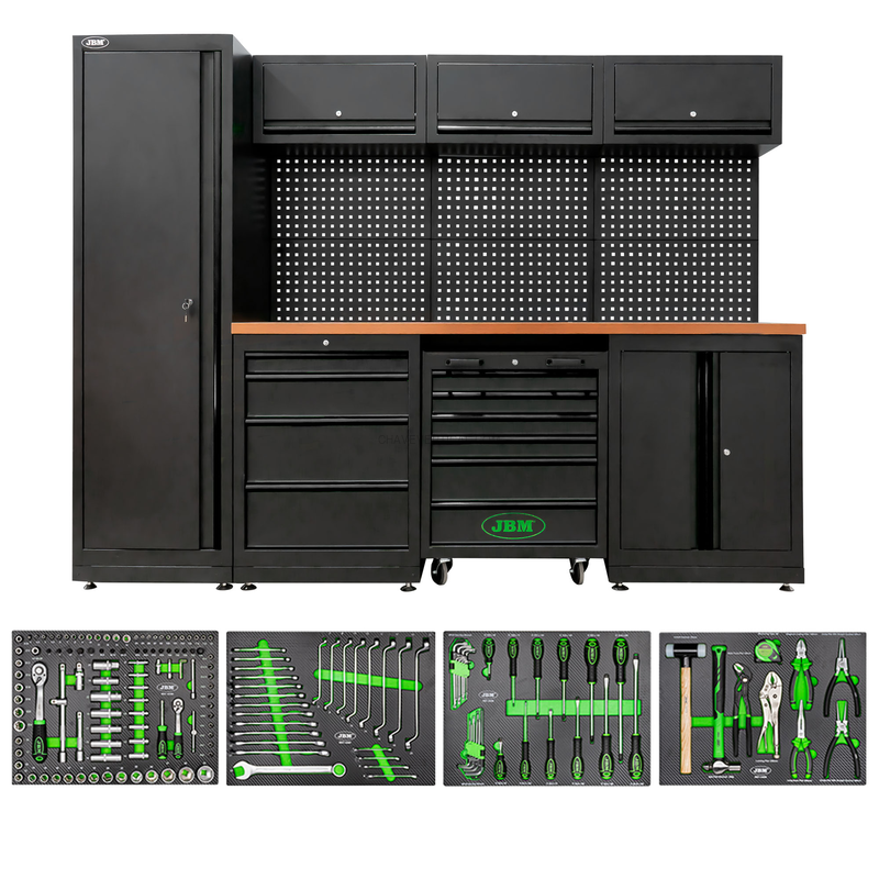 Conjunto de Móveis Modulares para Oficina (18 Pcs) - Preto JBM